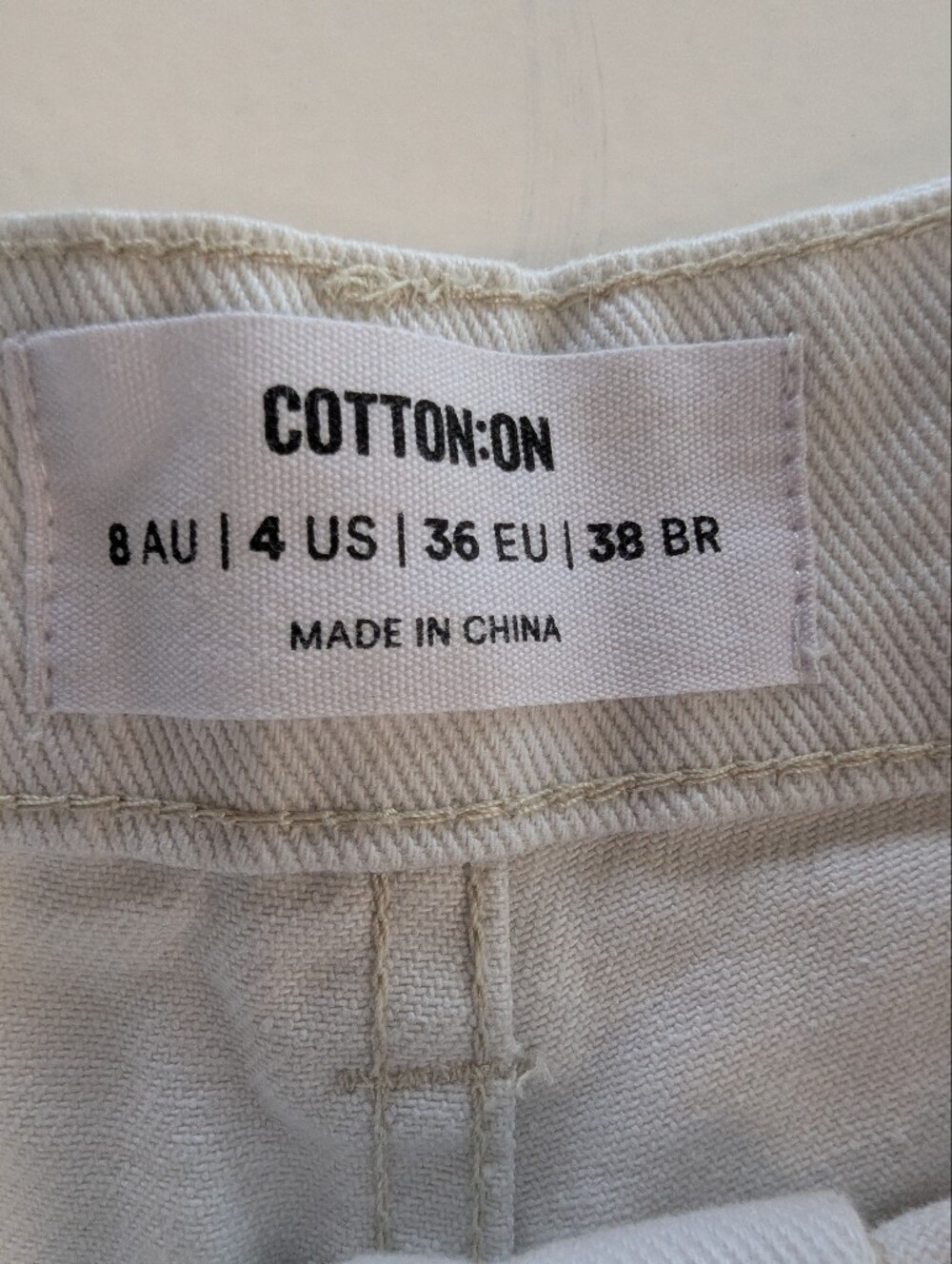 Cotton On Off-White Carpenter Denim Shorts High Rise Size 4 US / 8 AU - Picture 6 of 14